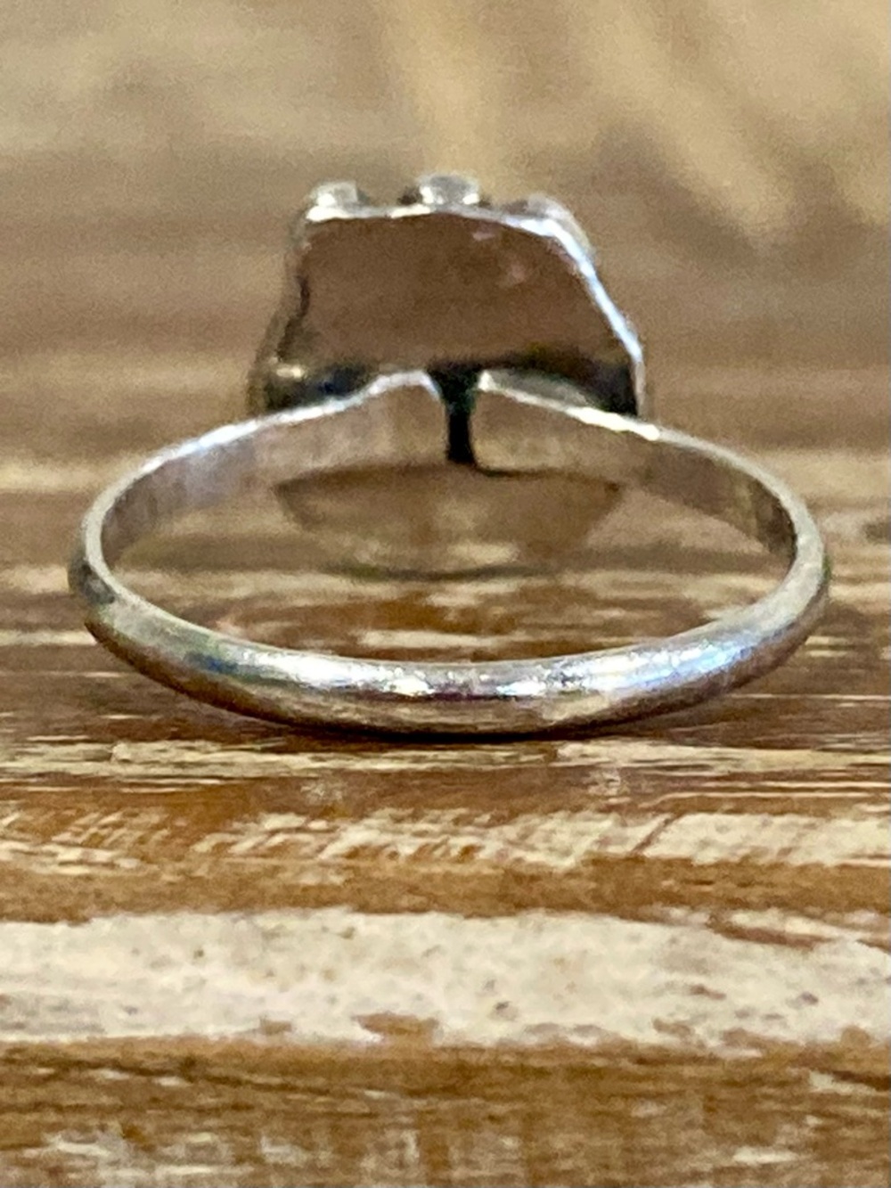 Super Tiny Silver Tone Ring with Turquoise Colored Center • Size 2.25 - Picture 8 of 16